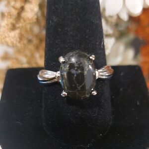 Black glass stone Fashion Ring - Size 11